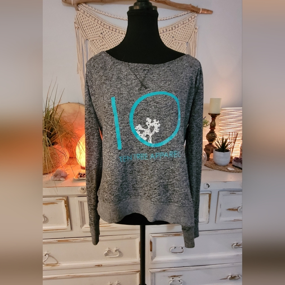 #064 Ten Tree Apparel Cropped Off shoulder Sweatshirt